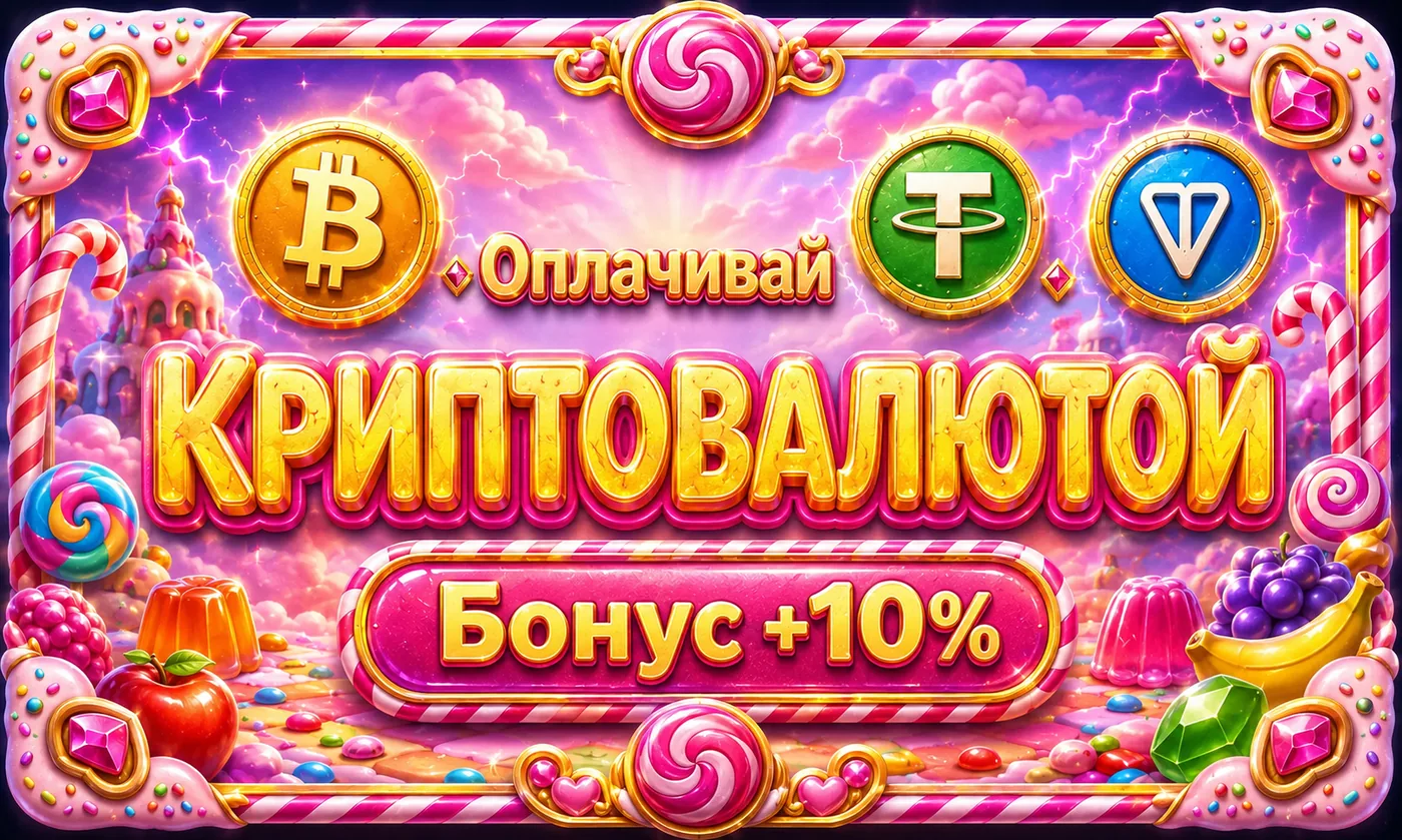 Пополнение криптовалютой — бонус +10% для игры в Sweet Bonanza